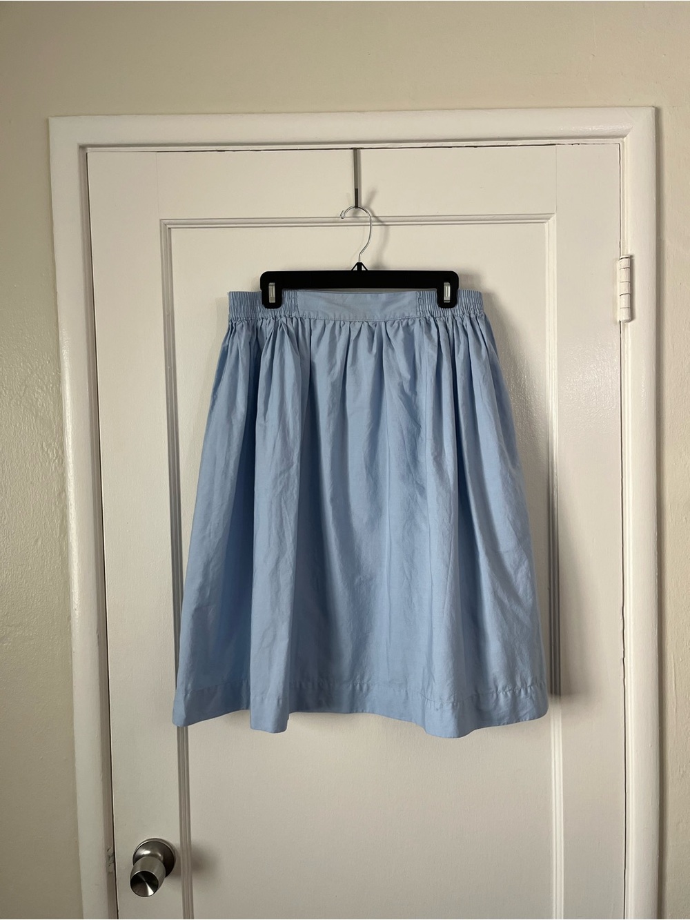 Light Blue A-Line Gathered Waist Skirt